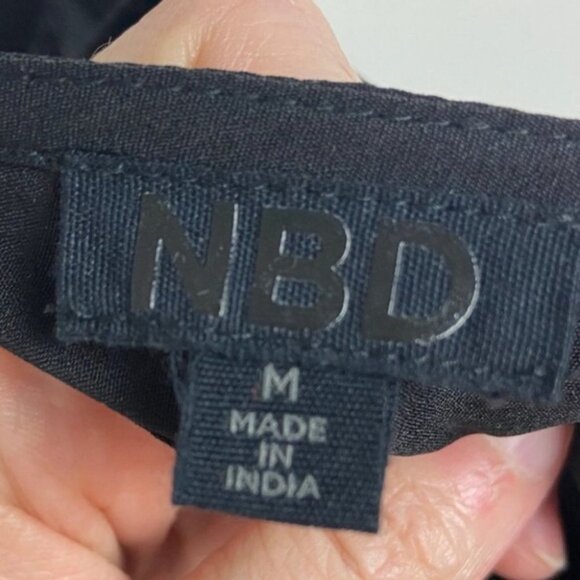 Revolve NBD Black Halter Dress Beaded Floral Size Medium Minimalist Capsule Boho - Picture 4 of 15